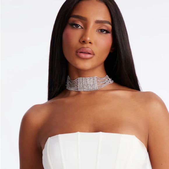Silver Nights Rhinestone Choker New